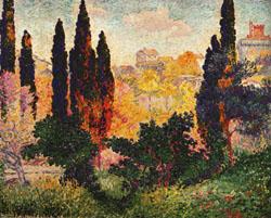 Henri Edmond Cross Cypress Trees at Cagnes Sweden oil painting art